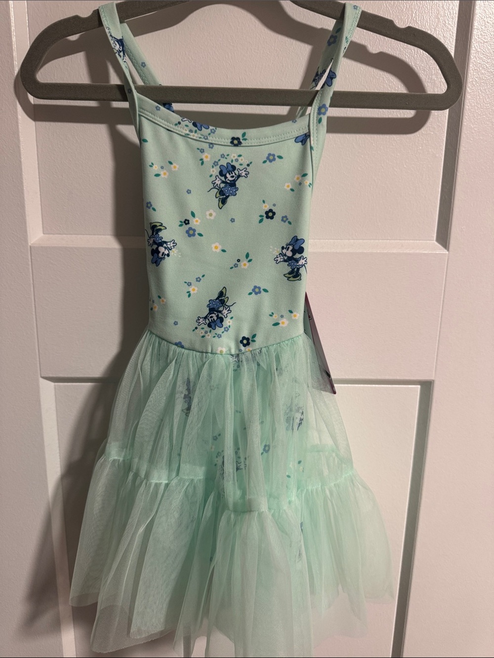 Girls Minnie Mouse Mint Floral Tulle Romper